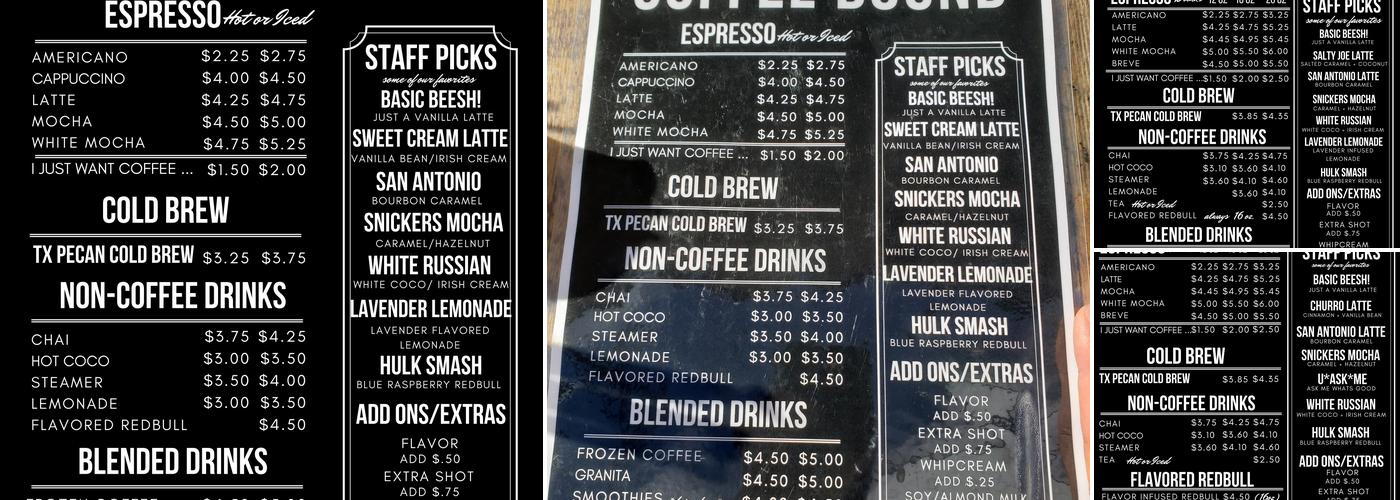 Coffee Bound Menu
