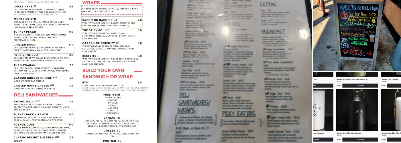 The Avenue Coffee & Cafe Menu