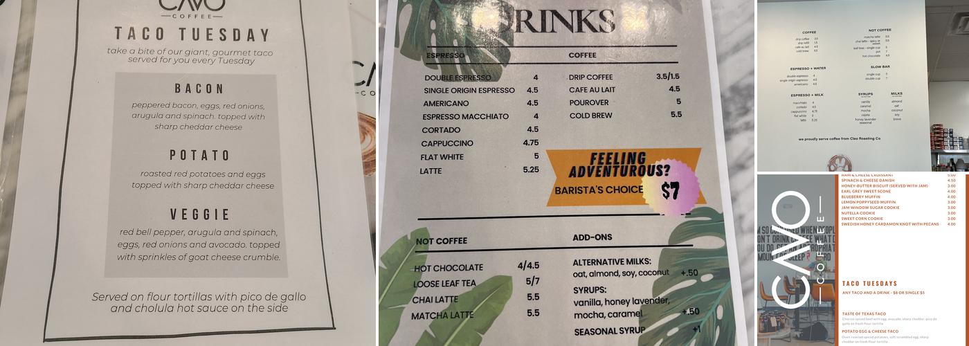 Cavo Coffee Menu