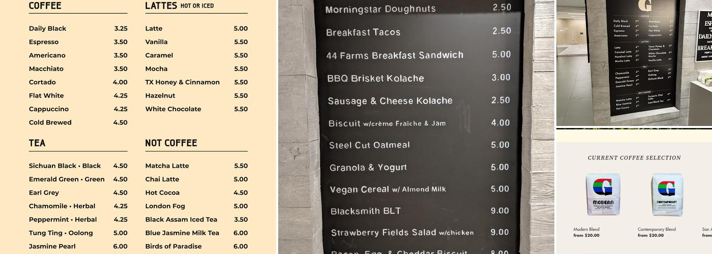 Greenway Coffee & Tea Menu