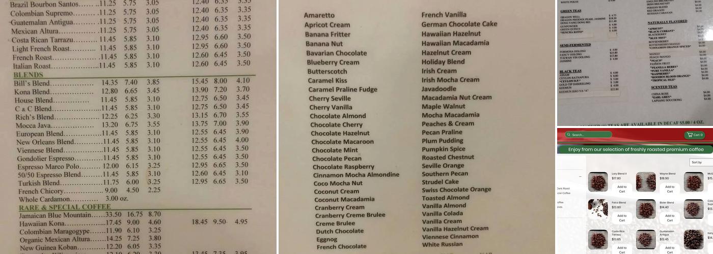 Java Coffee & Tea Co. Menu