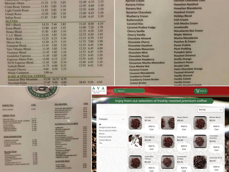 Java Coffee & Tea Co. Menu