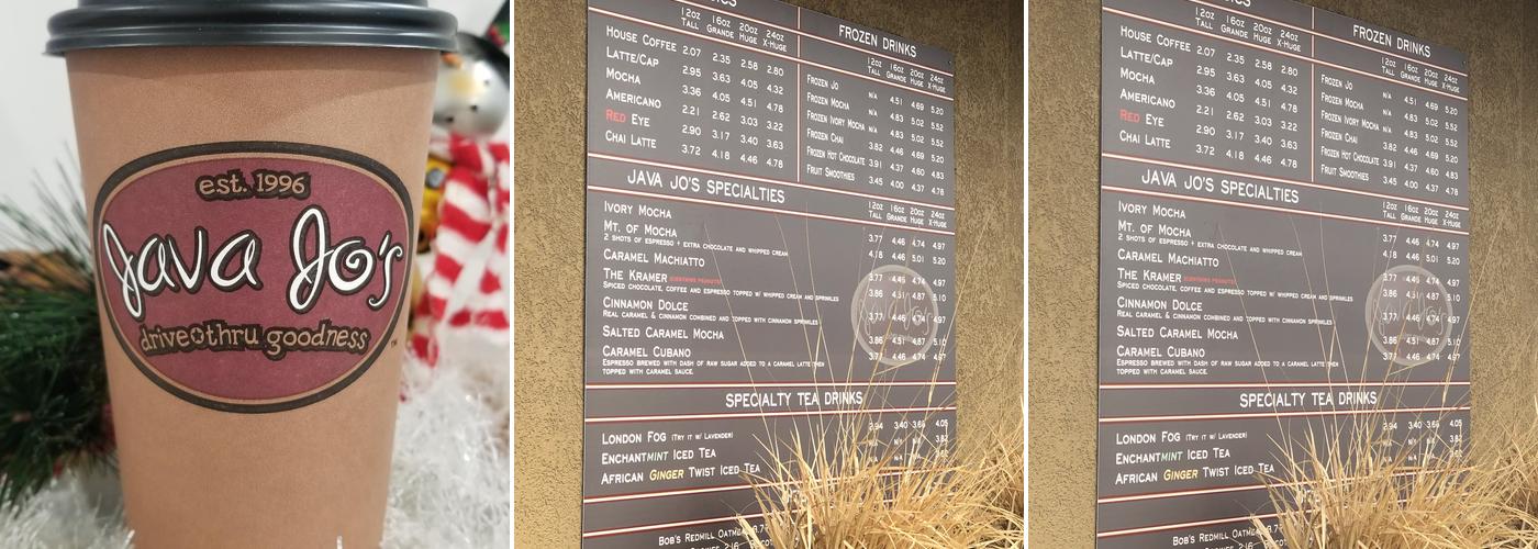 Java Jo's Menu