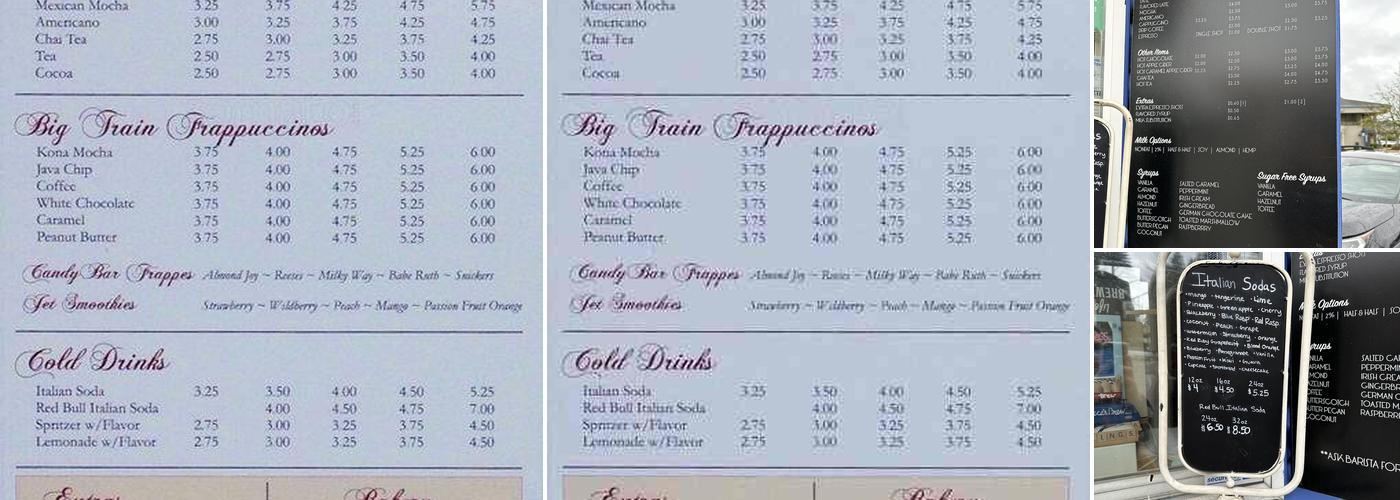 Beca's Brew Menu