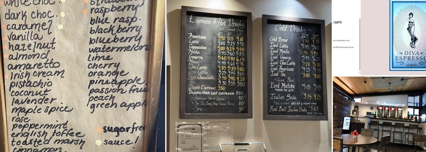 Diva Espresso Menu