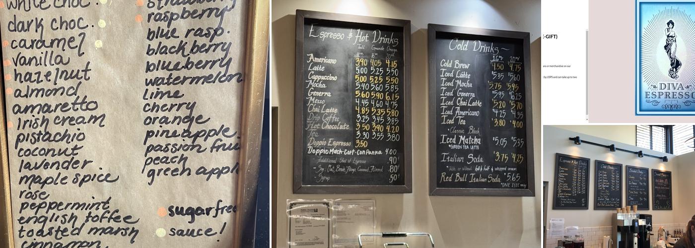Diva Espresso Menu