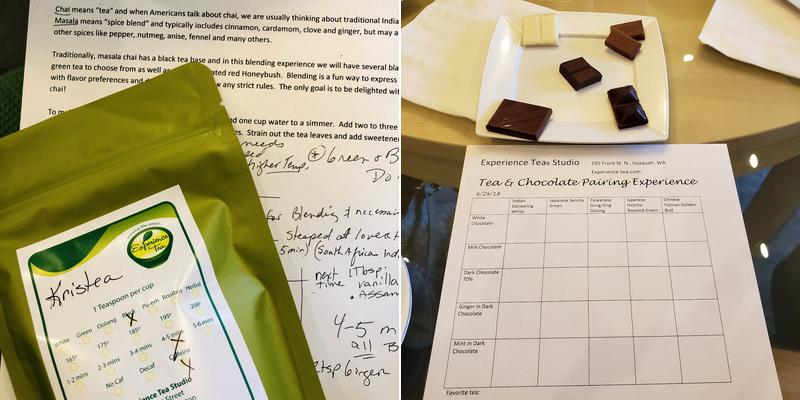 Experience Tea Studio Menu