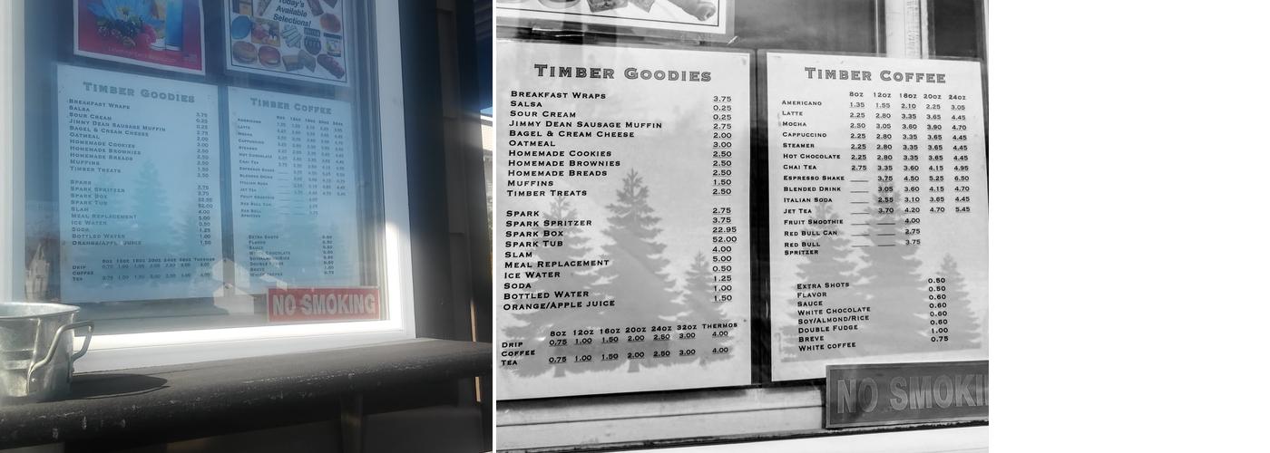 Timber Espresso Menu