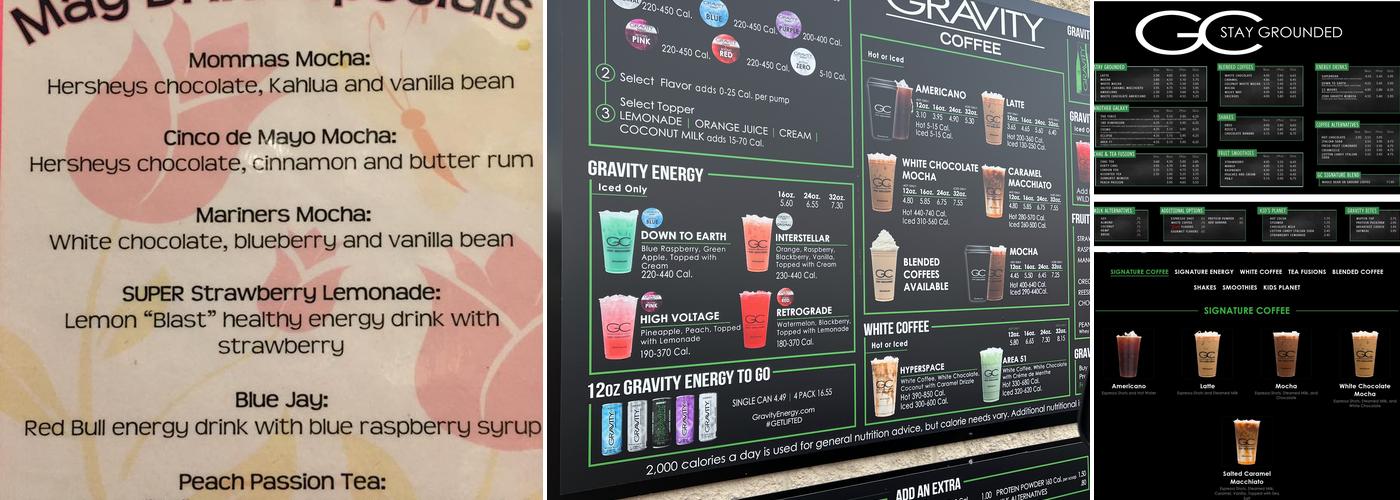 Gravity Coffee Menu