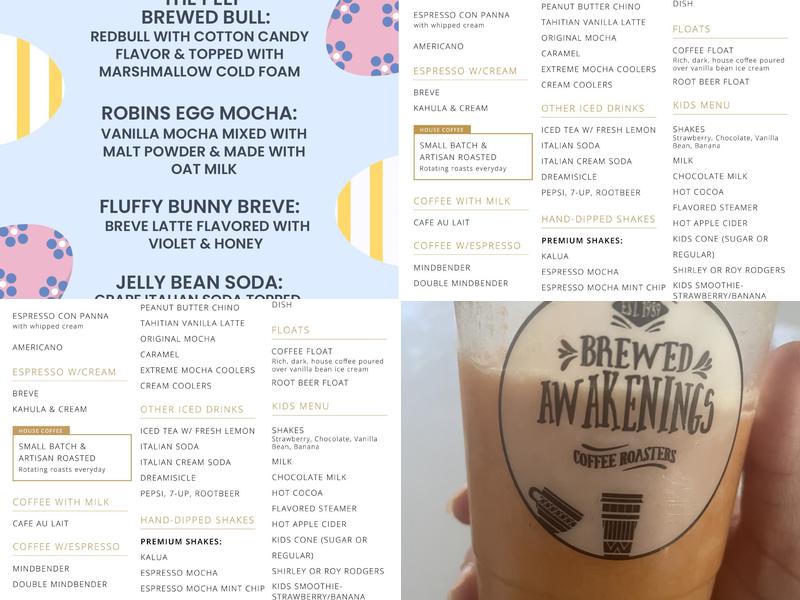 Brewed Awakenings Coffee Roasters Menu