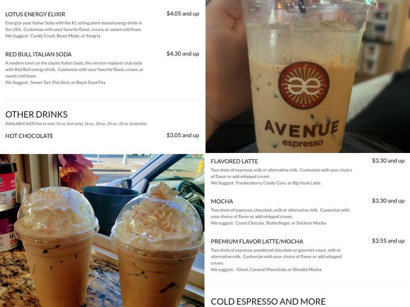 Avenue Espresso Trosper Rd Menu