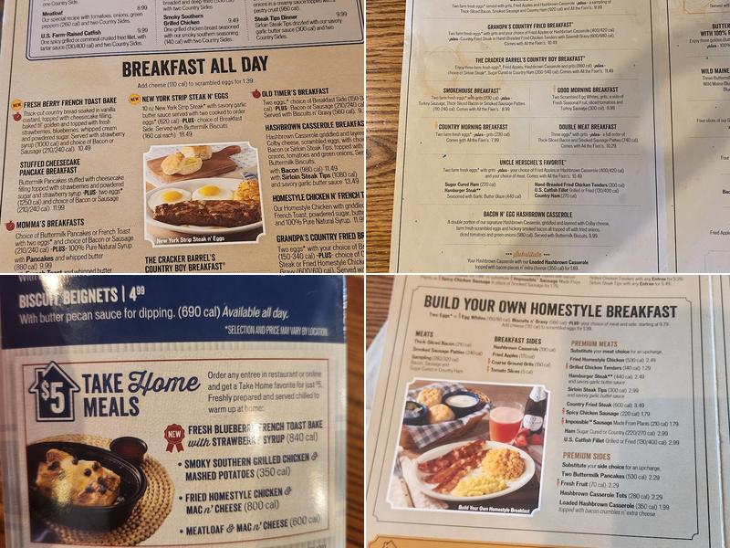 Cracker Barrel Old Country Store Menu