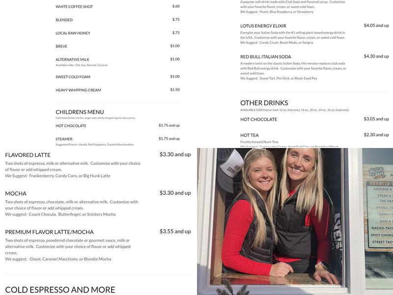 Sunbird's Avenue Espresso Menu