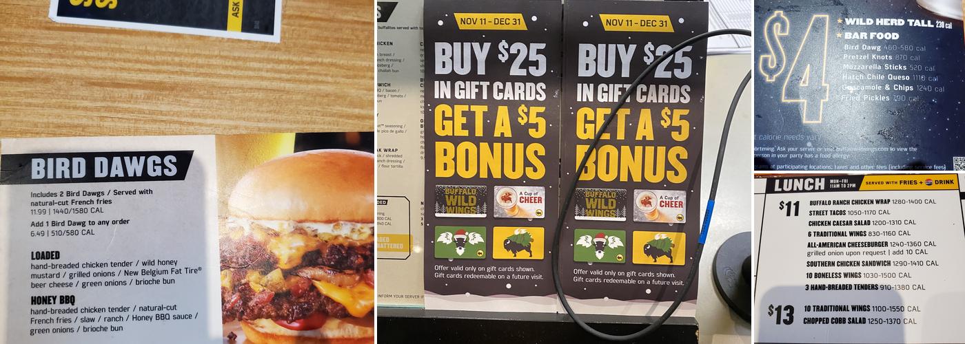 Buffalo Wild Wings Menu