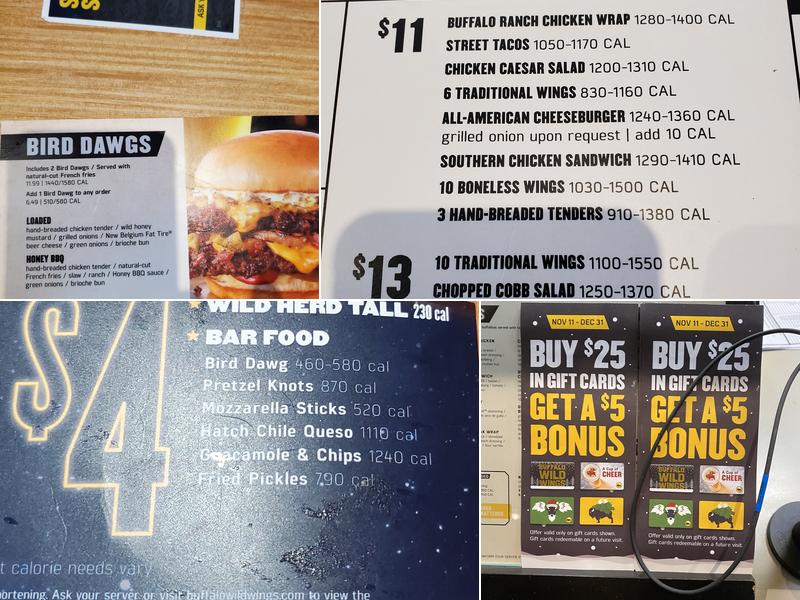 Buffalo Wild Wings Menu