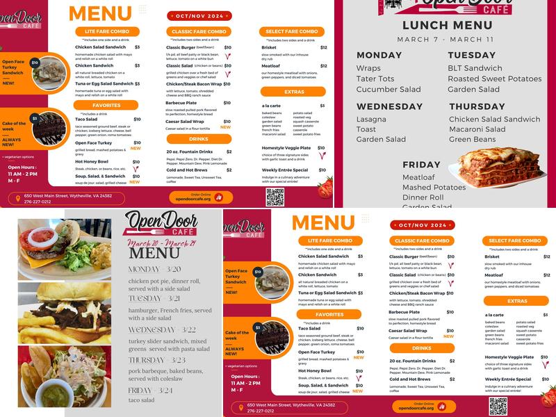 Open Door Café Menu
