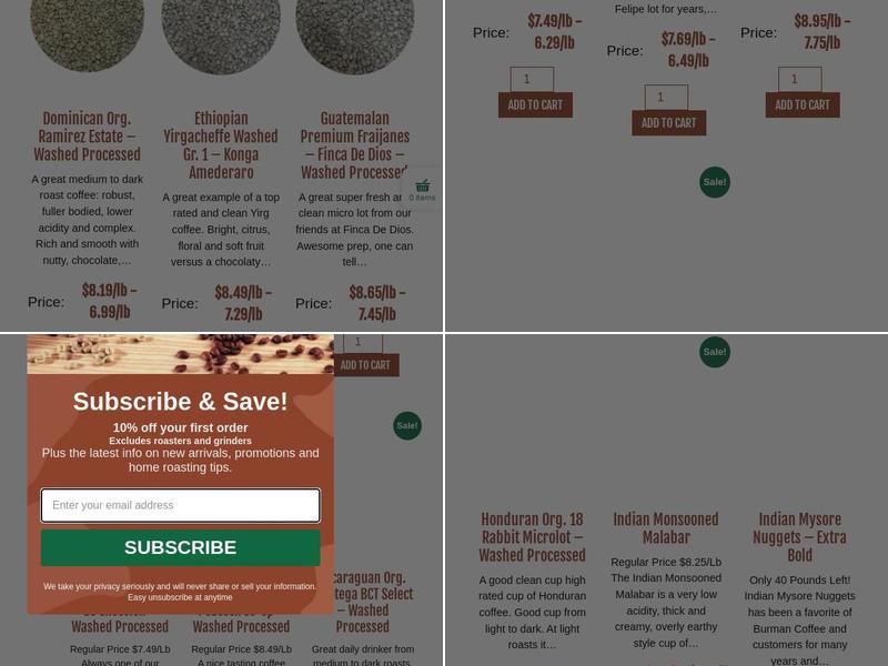 Burman Coffee Traders Menu