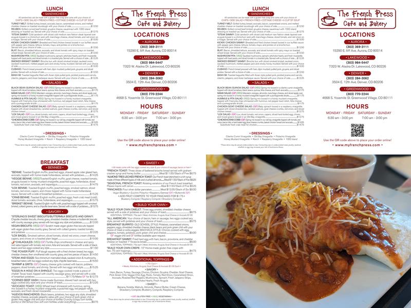 The French Press - 12th & Madison Menu