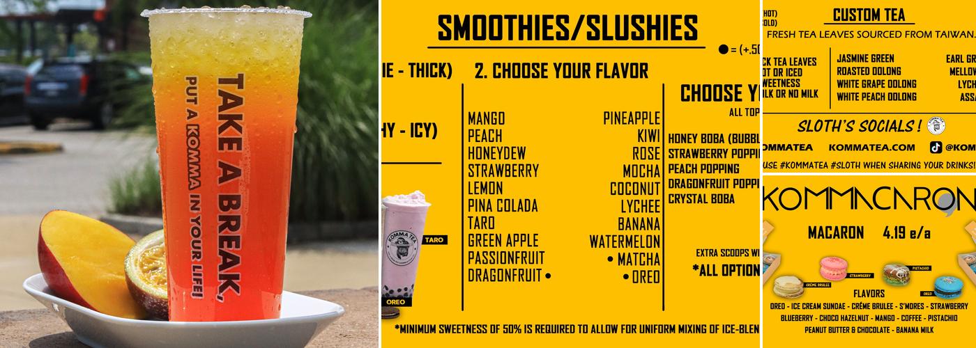 Komma Tea - Potomac Mills Menu
