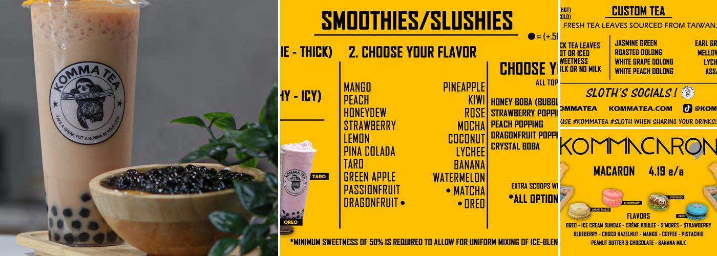 Komma Tea - Potomac Mills Menu