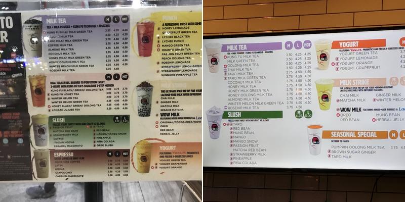 Kung Fu Tea Menu