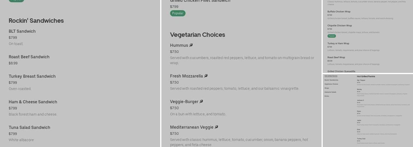 Rock Cafe Menu