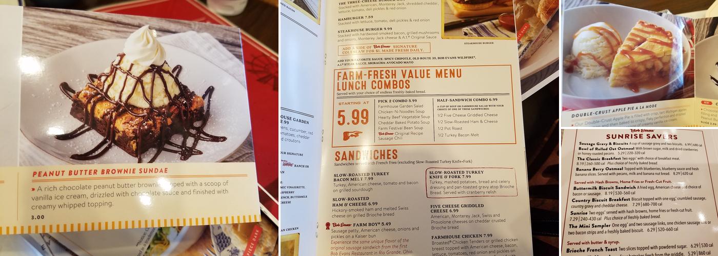 Bob Evans Menu