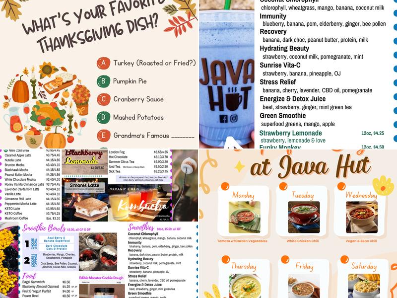 Java Hut Menu
