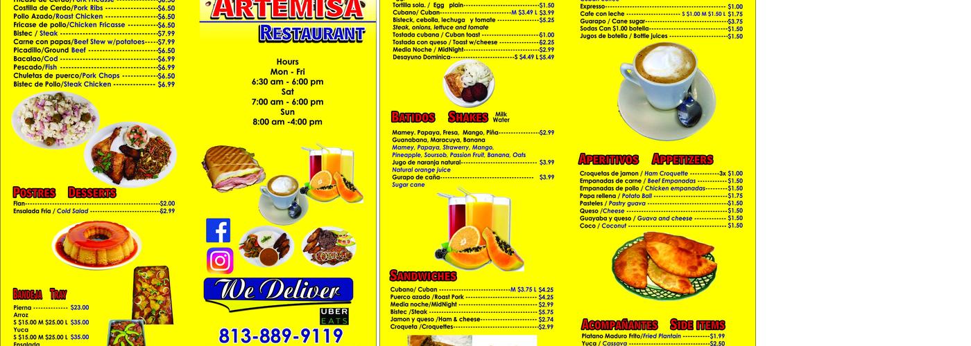 Cafe Artemisa Menu