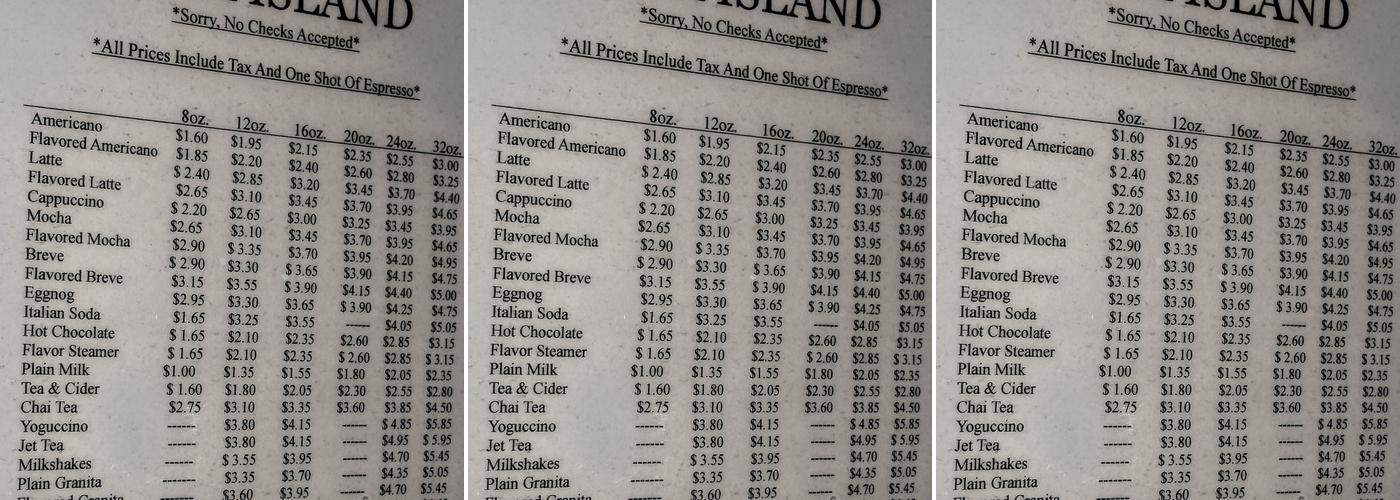 Java Island Menu