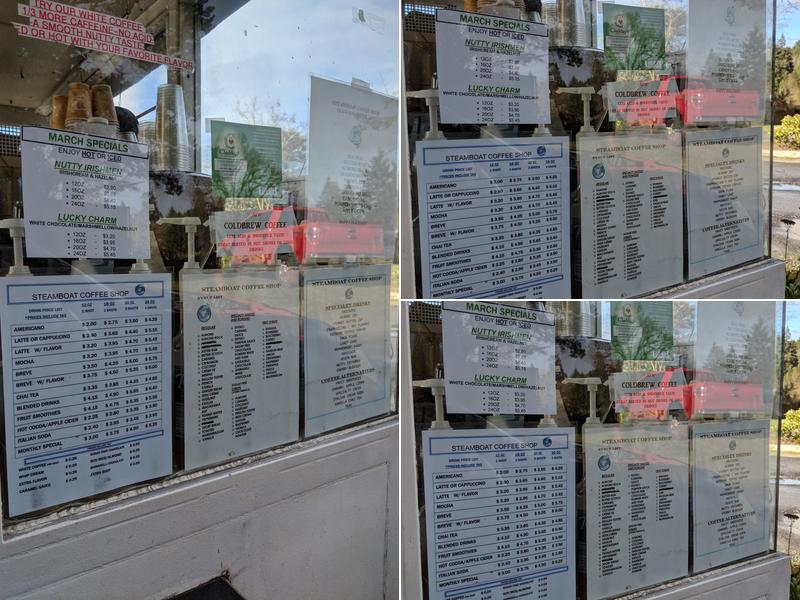 Steamboat Island Coffee Shop Menu