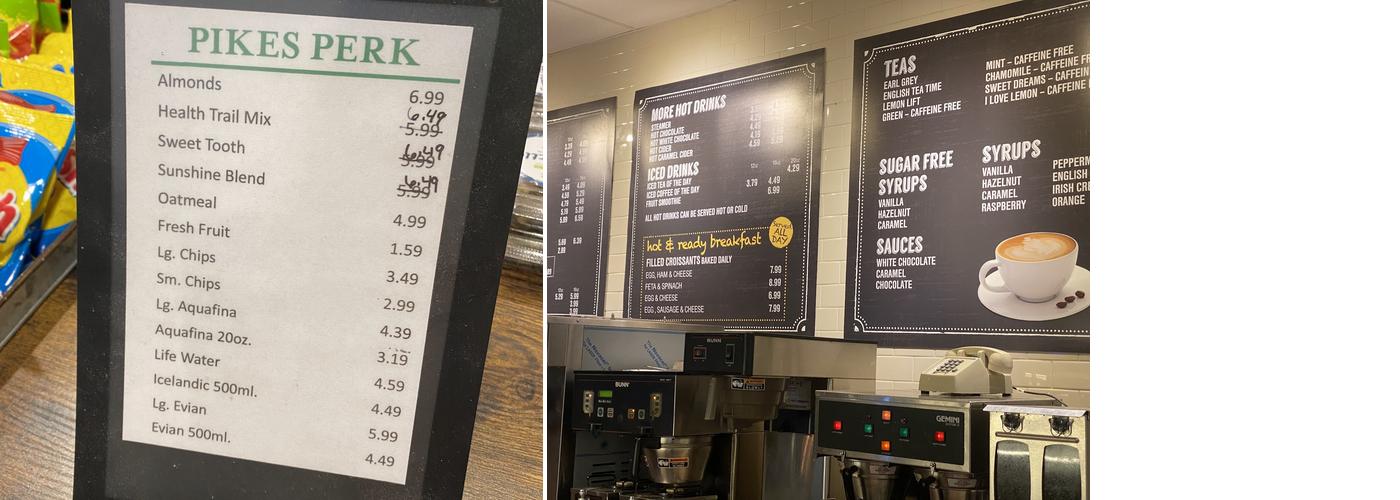 Pikes Perk Menu