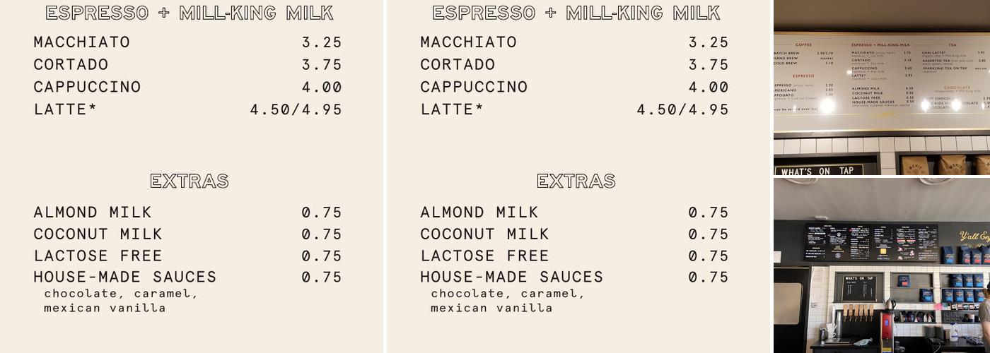Merit Coffee Menu