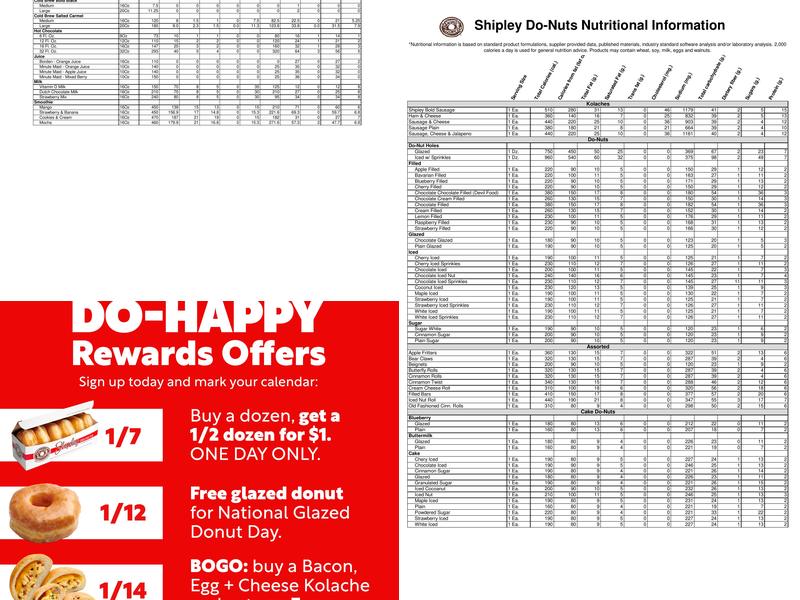 Shipley Do-Nuts Menu