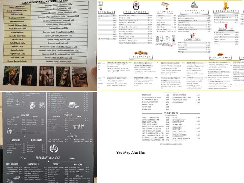 Barbarossa Coffee Roasters Menu