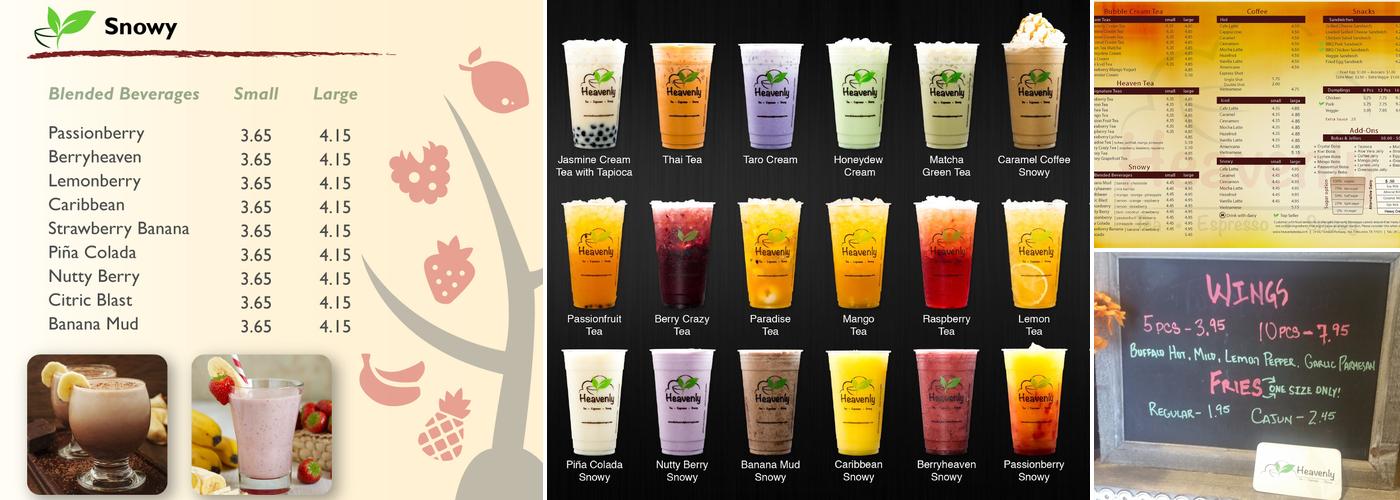 Heavenly Beverages Menu