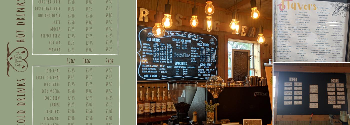 The Rustic Bean Cafe Menu