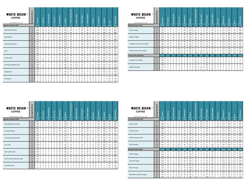 White Bison Coffee Menu