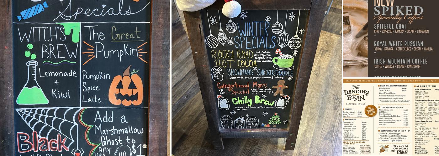 The Dancing Bean Menu