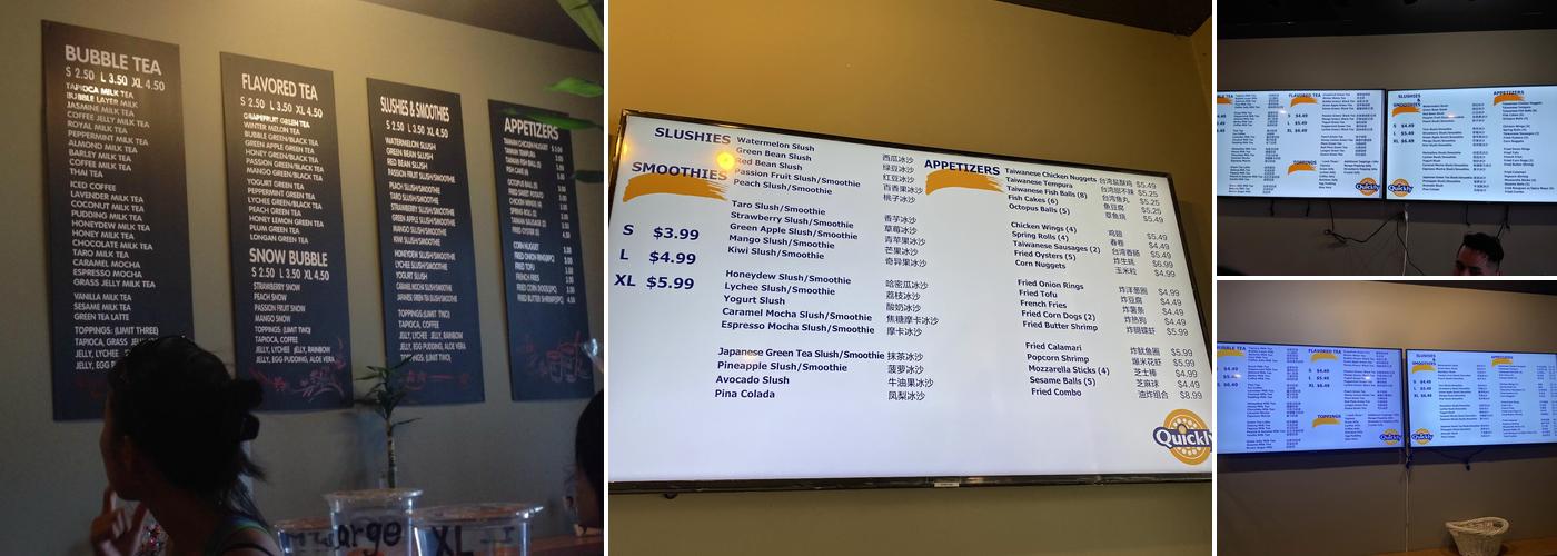 Quickly Bubble Tea Menu