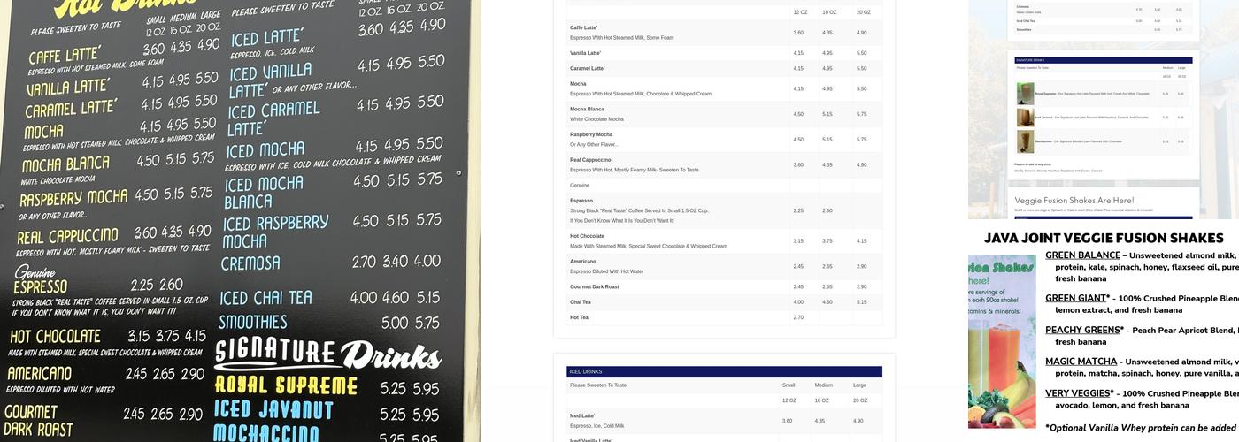 Java Joint Drive Thru Coffee Menu