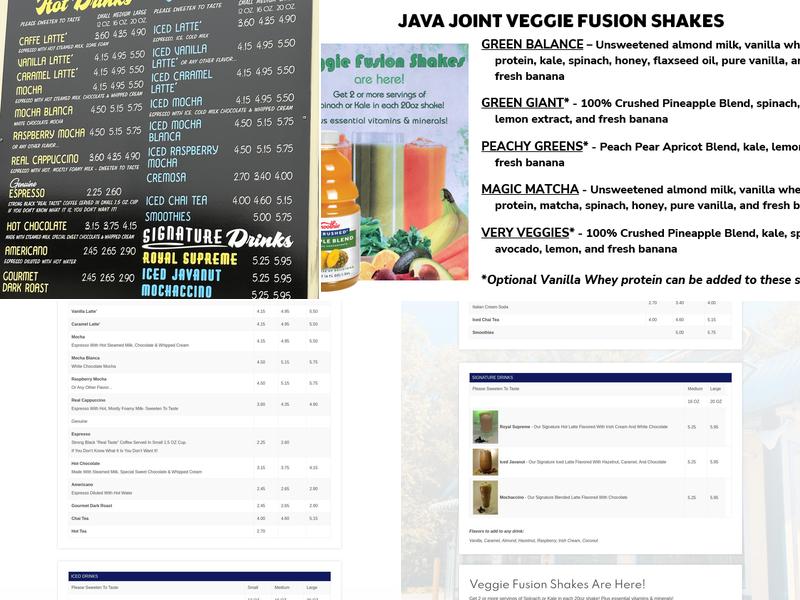 Java Joint Drive Thru Coffee Menu