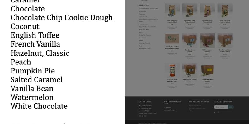 Rich Coast Coffee Menu