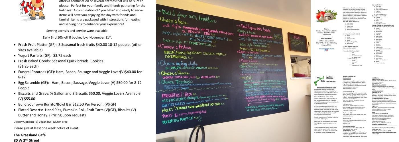 The Grassland Cafe Menu