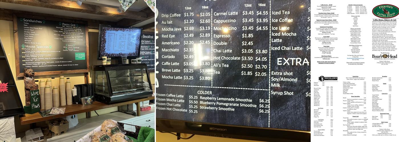 Charlie's Coffee House Menu