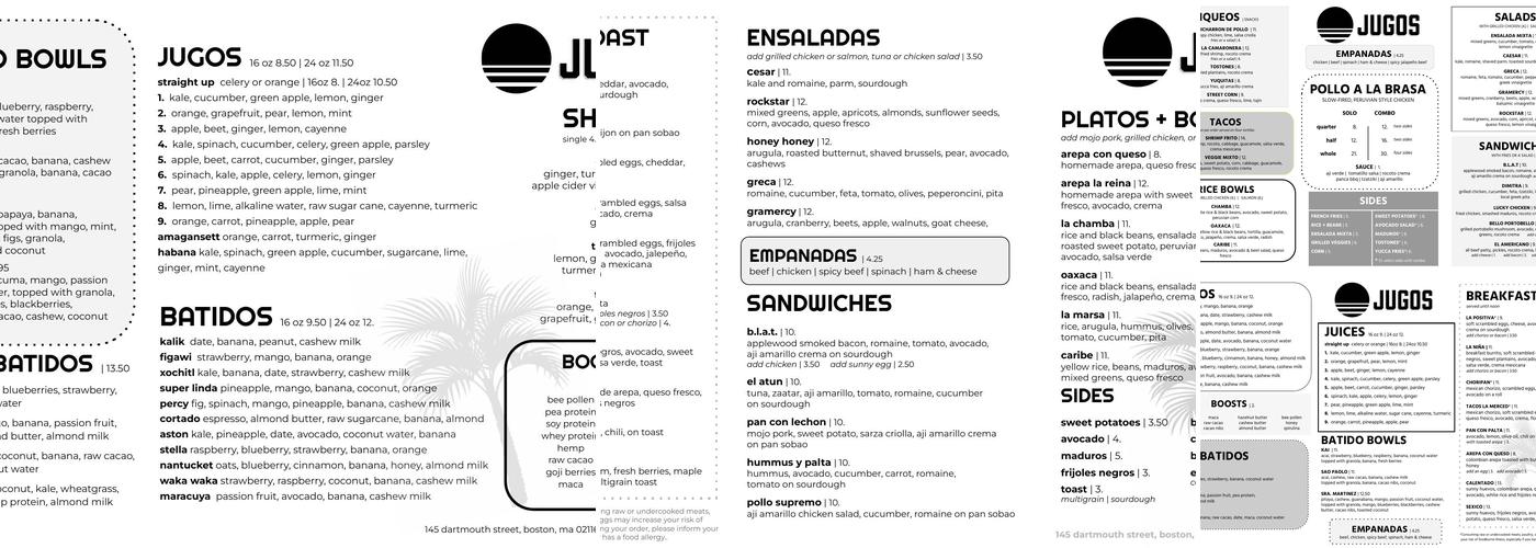 JUGOS Supremo Menu