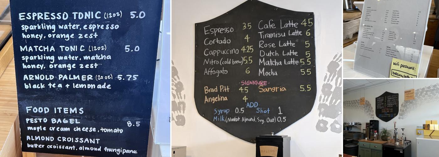 Balcony Coffee and Tea Menu