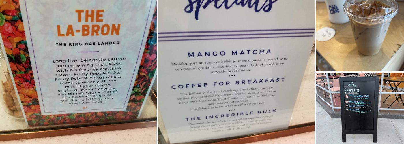 Chitchat Coffee + Matcha Menu