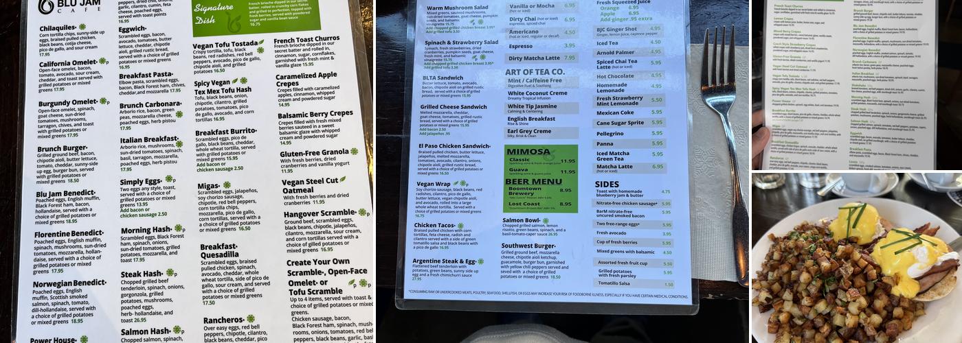 Blu Jam Cafe Menu