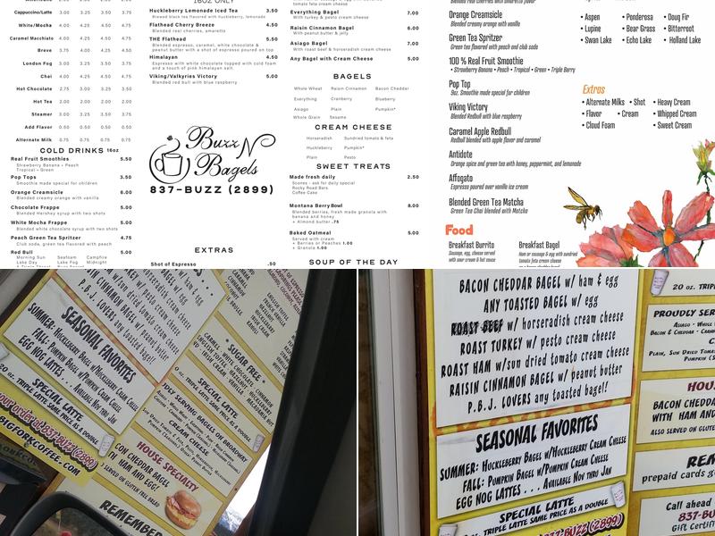 Buzz N Bagels Menu